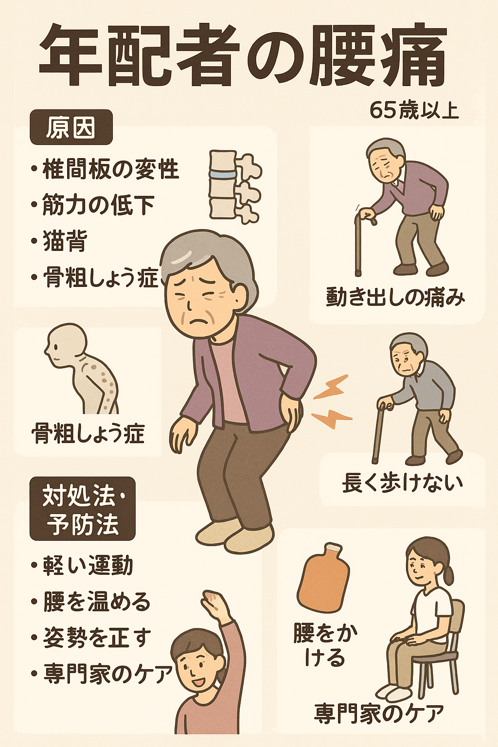 年配者の腰痛の特徴の説明画像