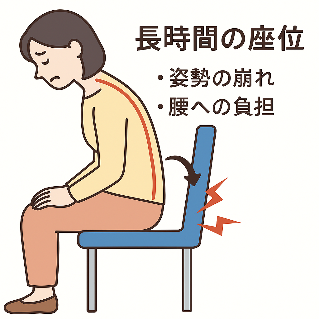 良くない姿勢で椅子に座る女性