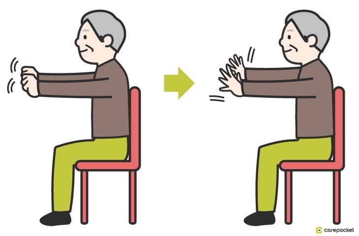 イスに座った軽い運動のイラスト