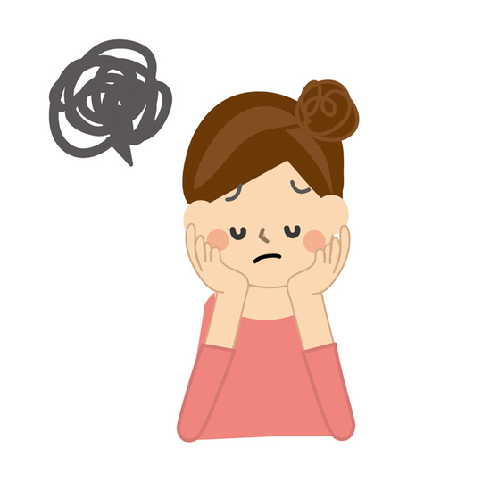 悩んでいる女性のイラスト
