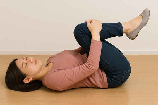 臀部のストレッチをしている女性の画像